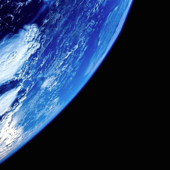 Partial view of Earth from space with a black background